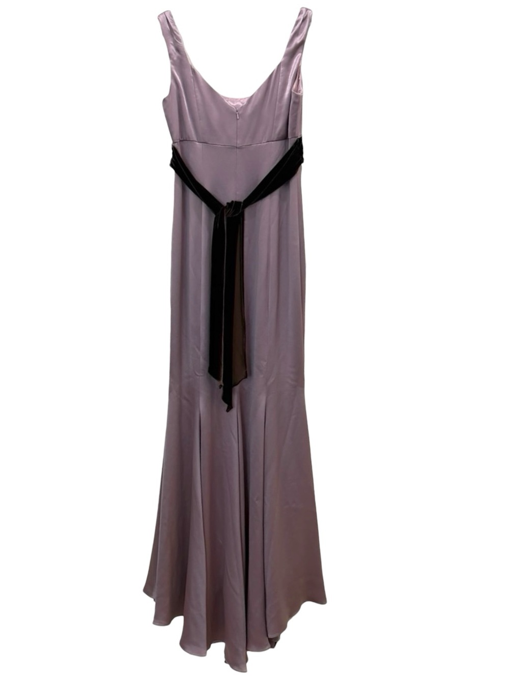 Vera Wang Lavender Silk Chiffon Mermaid Evening Gown Velvet Sash Formal Dress - Picture 5 of 11